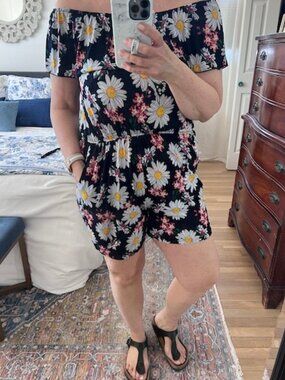 Off the shoulder floral romper- Size Medium